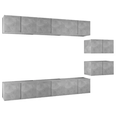 Image de vidaXL Armoires TV 8 pcs. Gris béton Bois composite