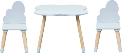Obrázok produktu pre Rebecca Mobili stôl a 2 stoličky pre deti Sitka 44x60x60 MDF drevo svetlo modrá hnedá škandinávsky SET 3 ks