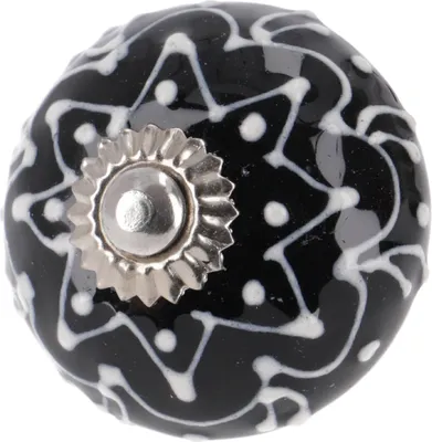 Produktbild von Kleiner Keramik Möbelknopf, Möbelknauf Möbelgriff, Schranktürknöpfe, Möbelknöpfe, Schubladengriff - Modell 54, Schwarz, 3*3*6,5 cm, Möbelknöpfe