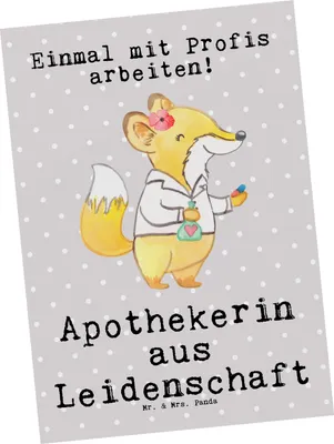 Produktbild von Mr. & Mrs. Panda Postkarte Apothekerin Leidenschaft - Grau Pastell - Geschenk, Pharmazie, Postkarten, bildkarte, Staatsexamen, Lustig, Fotokarte, Ansichtskarte, Spruch