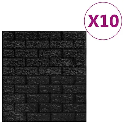 Produktbild von vidaXL 3D Tapete Ziegelstein Selbstklebend 10 Stk. Schwarz