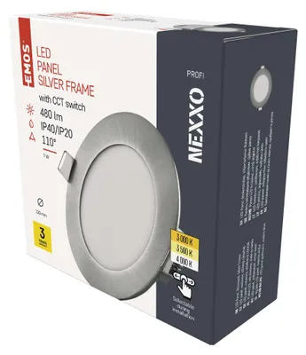 LED podhledové svítidlo NEXXO stříbrné, 12 cm, 7 W, teplá/neutrální bílá