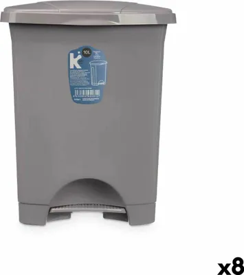 Obrázek produktu pro Odpadkový koš s pedálem z šedého plastu 10 l (8 kusů)