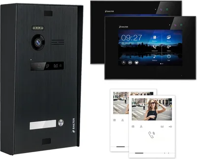 Produktbild von BALTER EVO Aufputz Schwarz 2x7" Monitor Schwarz + Quick Video Türsprechanlage Set für 1 Familienhaus