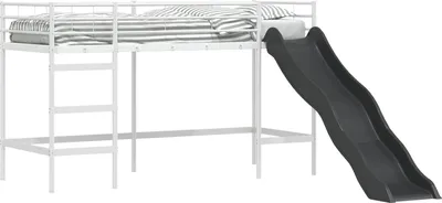 Produktbild von Kinder-Loftbett mit Rutsche Weiß und Anthrazit 100 x 190 cm