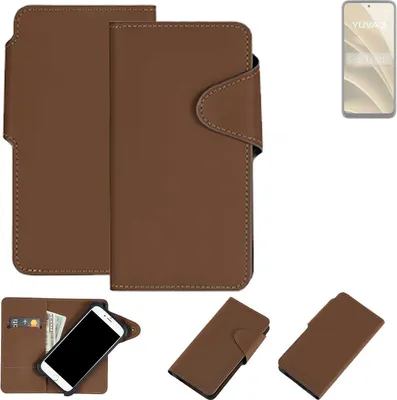 Produktbild von K-S-Trade Schutzhülle Klapphülle Kunstleder kompatibel mit Lava Yuva 3 Pro braun Handy Hülle Wallet Case