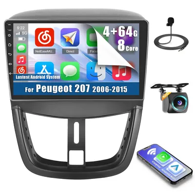 Obrázok produktu pre 8-jadrové autorádio s Androidom (4+64G) pre model 207, ročník 2006-2015, s 9-palcovým HD dotykovým displejom
