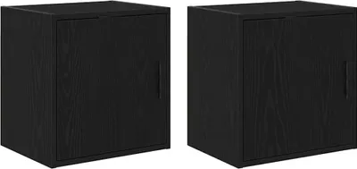 Image de Armoires murales de garage 2 pcs noir bois d'ingénierie