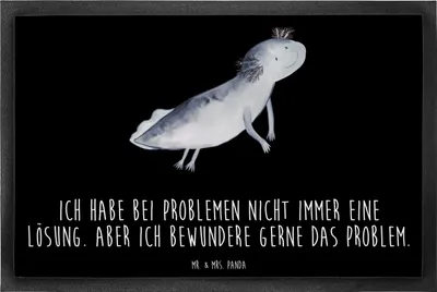 Produktbild von Mr. & Mrs. Panda Fußmatte Axolotl Schwimmen 60 x 90 cm - Schwarz - Geschenk, Gummimatte, Bodenvorleger, Freude, Motivation, Schmutzmatte, Optimistisch, Eingangsteppich