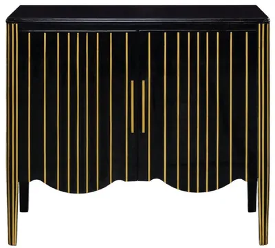 Produktbild von Casa Padrino Luxus Art Deco Sideboard Schwarz / Gold 100 x 50 x H. 90 cm - Edler Massivholz Schrank mit 2 Türen - Art Deco Wohnzimmer Möbel