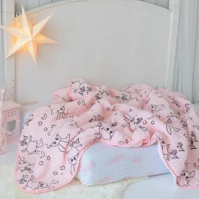 Produktbild von Milk&Moo Chancin Musselin Flauschige Babydecke, 100% Baumwolle, Musselin Babydecke für Kinderwagen und Babyschale, 90x110 cm, rosa