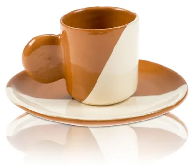 Produktbild von Eminente 75ml Tasse + Untersetzer Set Cup and Saucer Terracotta C6 Espresso Cafe