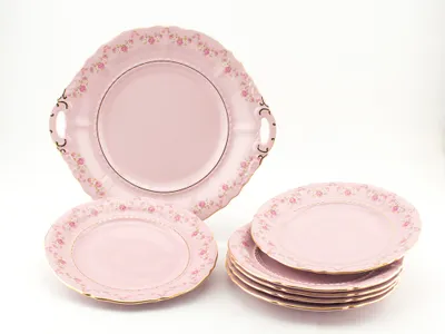 Zdjęcie produktu dla Zestaw do ciasta Sonata, kwiaty, różowa porcelana, Leander, 7 szt