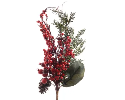 Produktbild von Künstlicher Zweig 50cm roten Beeren 1 Stück Grün / Rot