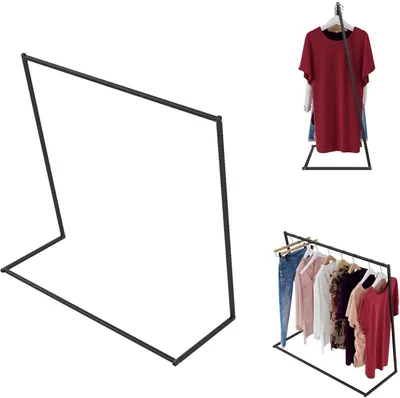 Obrázok produktu pre QLS Oceľový vešiak na oblečenie 124 x 126 cm Stabilný voľne stojaci čierny 11104