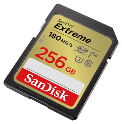 Productafbeelding van SanDisk Extreme SDXC - 256GB, UHS-I, C10, U3, V30