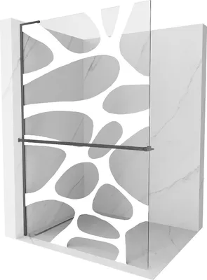 Image de Mexen Kioto+ L paroi de douche avec étagère Walk-in 120 x 200 cm, motif blanc, gris pistolet brossé - 800-120-123-66-97