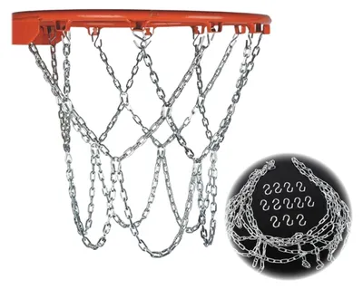 Obrázek produktu pro Kovový basketbalový koš s 12 háčky, odolný a nerezový, určený pro venkovní použití