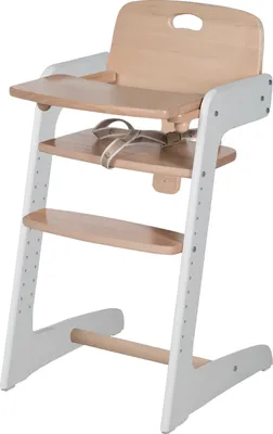 Obrázek produktu pro roba 'Kid Up' vysoká židle na schody, masivní dřevo, bílá/přírodní, rostoucí vysoká židle pro kojence a děti