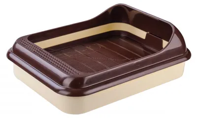 Produktbild von Katzentoilette Schalentoilette Katzenklo + Abnehmbarer Hochrand + Reinigungssieb Braun