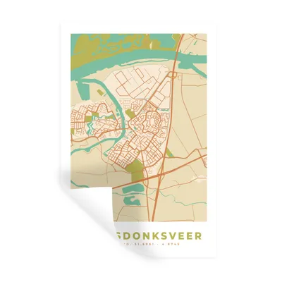 Obrázok produktu pre MuchoWow® Nálepka na stenu - Vintage - Mapa - Raamsdonksveer - Mapa - Mapa mesta - 40x60cm - Samolepiaca a polohovateľná