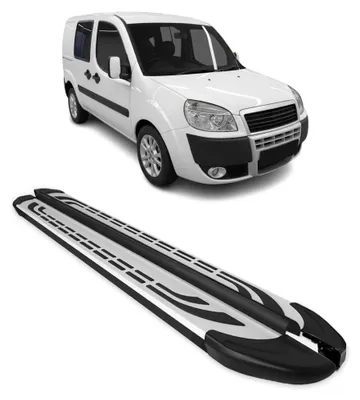 Image de Marchepieds Latéraux pédale pour Fiat Doblo 2000-2010 L1 Aluminium Gris Noir 2x