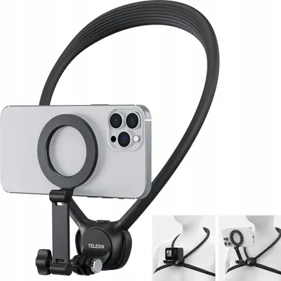 Zdjęcie produktu dla Neck Mount Uchwyt na Szyję POV Magnetyczny do Telefonu GoPro DJI Insta360 / P2-HNB-02