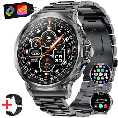 Produktbild von S&T DESIGN Smartwatch Fitness Tracker Uhr für Herren mit Telefonfunktion Groß Smartwatch 1,85" AMOLED-Display Whatsapp Herzfrequenz-/Schlafüberwachung