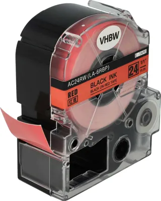Produktbild von vhbw Schriftband-Kassette Ersatz für Epson LC-6YRN für Etiketten-Drucker 8m x 24mm Schwarz auf Rot