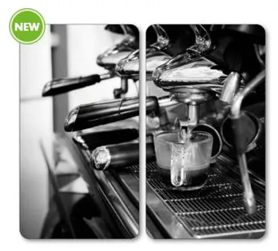 Image de Lot de 2 plaques de protection en verre "Espresso" - Noir/Blanc - L 50 x l 28,5 cm