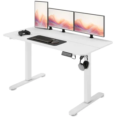 Zdjęcie produktu dla Stół biurkowy, stół komputerowy, elektryczny, regulowany na wysokość, 140x70 cm, biały | 4 ustawienia pamięci wysokości | Silnik pojedynczy, <50 dB | Wysokość regulowana: 72–116 cm