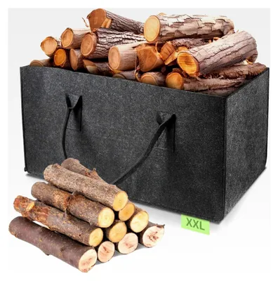 Produktbild von Filztasche XXL, 61 × 32 × 32 cm, 60L Filz Shopper mit Henkel, Faltbare Filztasche für Kaminholz, Kleidung, Spielzeug, Gemüse und Obst, Dunkelgrau