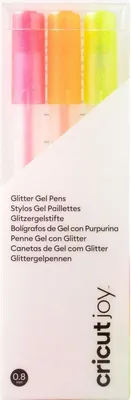 Obrázek produktu pro Cricut Joy Glitter, Gelové pero s víčkem, Oranžová, Růžová, Žlutá, Vícebarevný, 0,8 mm, 3 kusů