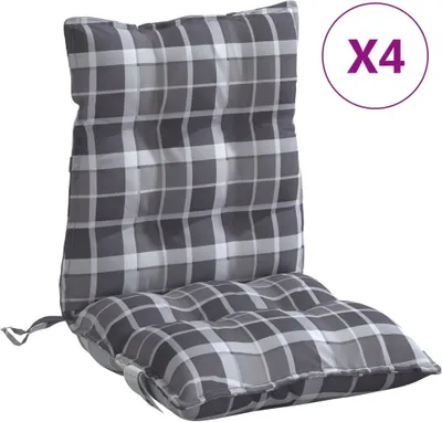 Produktbild von vidaXL Niedriglehner-Auflagen 4 Stk. Grau Karomuster Oxford-Gewebe