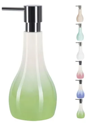 Produktbild von Spirella Seifenspender Bali Flüssigseifen-Spender Steingut 400ml Weiß/Grün