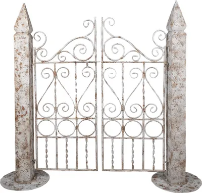 Zdjęcie produktu dla Clayre & Eef Brama ogrodowa 163x40x157 cm biało-brązowa metalowa