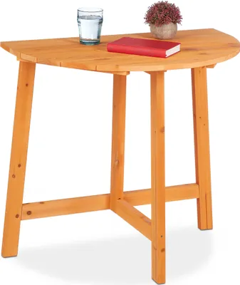 Image de relaxdays Table de jardin naturelle semi-circulaire 80,0 x 50,0 x 74,0 cm
