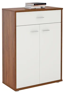 Produktbild von Kommode Sideboard Schrank TOMMY in nussbaum / weiß, Anrichte Highboard mit Schublade und 2 Türen