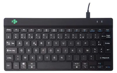 Produktbild von R-Go Tools Ergonomische Tastatur R-Go Compact Break, kompakte Tastatur mit Pausensoftware, AZERTY (FR), Kabelgebunden, Schwarz, Mini, Kabelgebunden, USB, Scherenschalter, AZERTY, Schwarz
