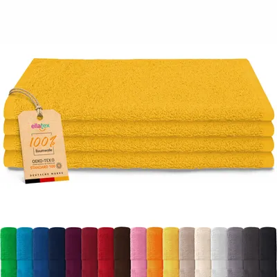 Produktbild von EllaTex PARIS 4er Set Seiftücher 30x30 cm – 100% Baumwolle, 500 g/m² Frottier, Vorteilspack, in Farbe: Sonnengelb