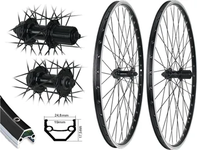 Produktbild von LAUFRADSATZ 26" 19-559 MTB Shimano V-BRAKE 8/9/10 fach schwarz Industrielager