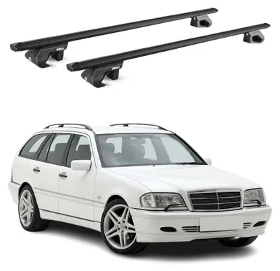 Produktbild von Dachträger Grundtäger für Mercedes C Klasse S202 1993-2000 90kg Alu Schwarz, KI-generiertes Bild