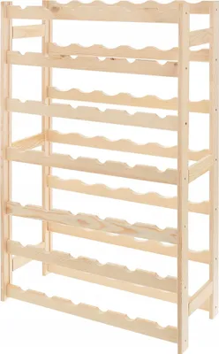 Produktbild von STOLMAK Weinregal aus Holz für 42 Flaschen Natur Kiefernholz 63x102x25 cm Flaschenregal Weinschrank Weinständer Flaschenhalter Kellerregal