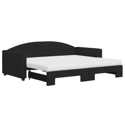 Produktbild von vidaXL Tagesbett Ausziehbar mit Matratzen Schwarz 90x190 cm Stoff