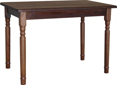 A wooden table with four legs on a white background.