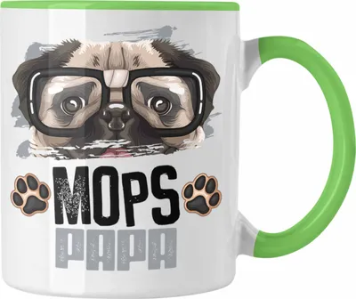 Produktbild von Trendation - Mops Papa Besitzer Tasse Geschenk Lustiger Spruch Geschenkidee Mops Liebhaber (Grün)