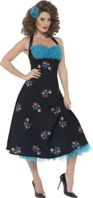 Produktbild von Grease - Kostüm für Damen SM3385 (M) (Blau/Schwarz)
