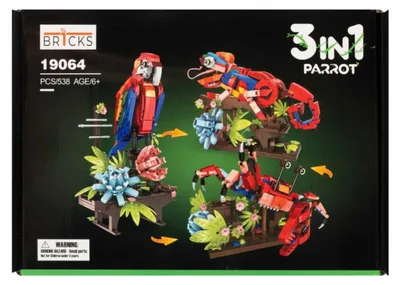 Produktbild von Br1cks Building Block Sets Papagei 3 in 1