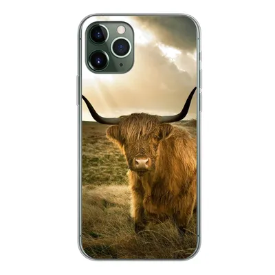 Produktbild von MuchoWow® Handyhülle Schutzhülle Hülle für iPhone 11 Pro Schottischer Hochländer - Sonne - Tiere Silikon Softcase Handy Hülle - Handy