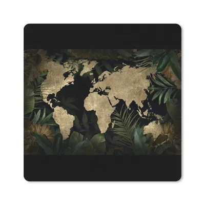Produktbild von MuchoWow® Mauspad Mousepad Weltkarte - Gold - Blätter 20x20 cm - Mousepads - Maus Mat - Pad - Mausunterlage - Desk Mat - Bureauartikeln